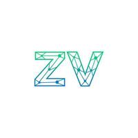 Abstract letter ZV logo design with line dot connection for technology and digital business company. vector