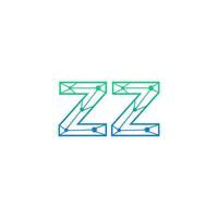 Abstract letter ZZ logo design with line dot connection for technology and digital business company. vector