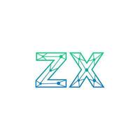 resumen letra zx logo diseño con línea punto conexión para tecnología y digital negocio compañía. vector