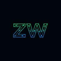 Abstract letter ZW logo design with line dot connection for technology and digital business company. vector