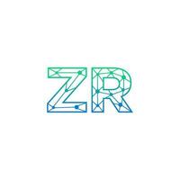 Abstract letter ZR logo design with line dot connection for technology and digital business company. vector
