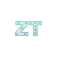 Abstract letter ZT logo design with line dot connection for technology and digital business company. vector