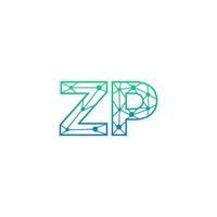 Abstract letter ZP logo design with line dot connection for technology and digital business company. vector