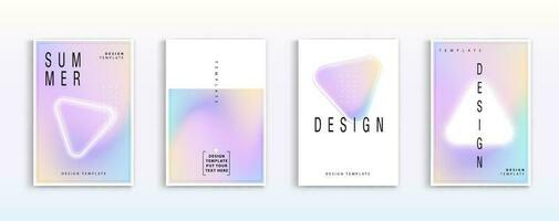 Holographic poster set. abstract backgrounds color gradient pastel. applicable for banner design, cover, invitation, party flyer, app, web design, webpages, vector design.