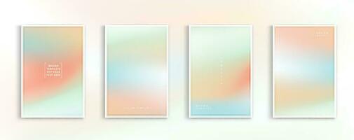 Set holographic gradient pastel modern background. blue, pink ,yellow and orange colors for deign concepts, wallpapers, web, presentations and prints. vector design.