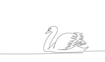 Continuous line drawing of swan. Vector illustration as line art outline wallpaper for minimal poster, template, banner