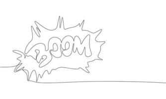 Abstract boom in continuous line art drawing style. Minimalist black linear sketch isolated on white background. Vector illustration