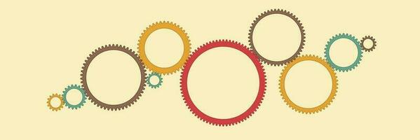 Cogs And Gears Icon Vector Illustration Isolated. Background for infographic. Steampunk, mechanical, technology, color style.