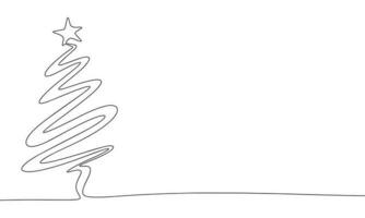 Continuous line drawing of symbol Christmas tree. Vector illustration as line art outline wallpaper for minimal poster, template, banner