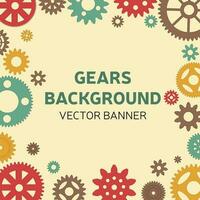 Gears background. Vector illustration square banner in vintage retro steampunk style