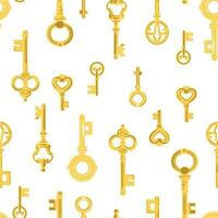 Seamless pattern with golden keys. Vector illustration.