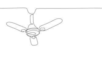 Continuous line ceiling fan art. Single line ceiling fan concept. Line art, outline, banner in minimalism style. Vector illustration