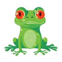 Cute Frog in Flat isolated on white background. Style Cartoon Hand Drawn Templates frog Illustration vector