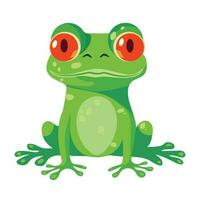 Cute Frog in Flat isolated on white background. Style Cartoon Hand Drawn Templates frog Illustration vector