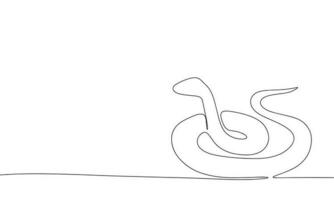 Continuous line snake art. Single line snake concept. Line art, outline, banner in minimalism style. Vector illustration