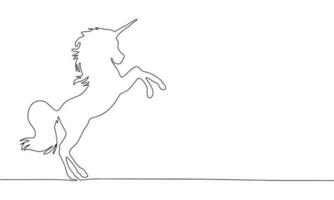 Unicorn continuous line drawing art. Abstract simple unicorn. One line continuous outline isolated vector illustration.