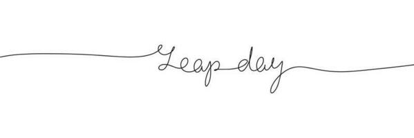 Leap day word - continuous one line with word. Minimalistic drawing of phrase illustration. vector