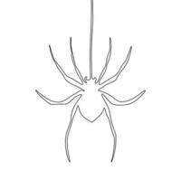 Continuous line drawing of spider on net. Vector illustration as line art outline wallpaper for minimal poster, template, banner