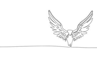 Abstract bird with wings in continuous line art drawing style. Minimalist black linear sketch isolated on white background. Vector illustration