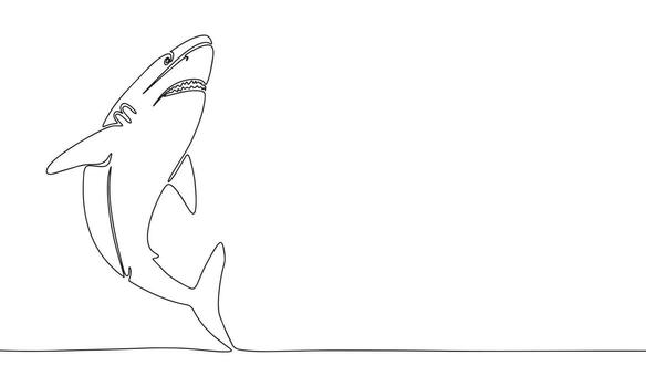 Abstract shark in continuous line art drawing style. Minimalist black linear sketch isolated on white background. Vector illustration