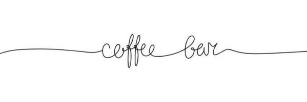 Coffee bar handwritten lettering. Continuous line drawing text design. Vector illustration