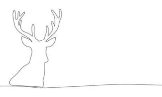 Continuous line drawing of head of deer. Vector illustration as line art outline wallpaper for minimal poster, template, banner