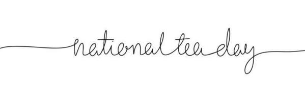 National tea day handwritten lettering. Continuous line drawing text design. Vector illustration