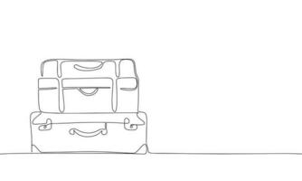 Suitcases isolated on white background. One line continuous vector illustration. Line art, outline.