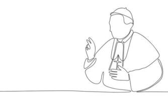 Priest sketch. One line continuous hand drawing. Outline, line art vector illustration.