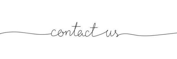 contact us word - continuous one line with word. Minimalistic drawing of phrase illustration. vector