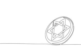 Continuous one line drawing star of David. Vector illustration religion concept line art, outline silhouette.