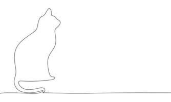 Cat is sitting silhouette. Continuous one line drawing. Vector illustration minimalistic design