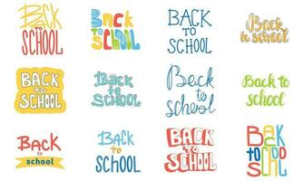 Back to school hand drawn lettering set. Template for logo, banner, poster, flyer, greeting card, web design, print design. Vector illustration.