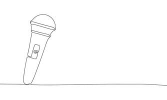 Continuous line microphone art. Single line microphone concept. Line art, outline, banner in minimalism style. Vector illustration