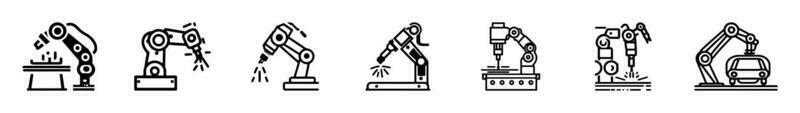 Robotic hand manipulator silhouette symbol icon. vector
