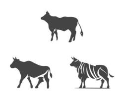 Bull and cow set. Isolated on white background. vector