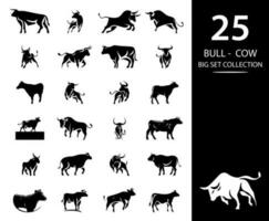 Bull and cow set. Isolated on white background. vector