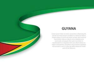 Wave flag of Guyana with copyspace background. vector