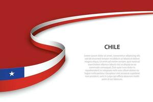 Wave flag of Chile with copyspace background. vector