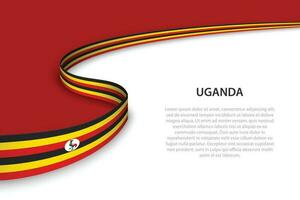 Wave flag of Uganda with copyspace background. vector