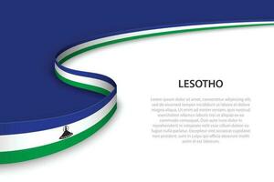 Wave flag of Lesotho with copyspace background. vector