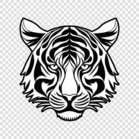 Tiger head black and white vector icon.