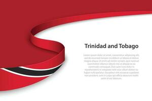 Wave flag of Trinidad and Tobago with copyspace background. vector