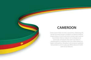 Wave flag of Cameroon with copyspace background. vector