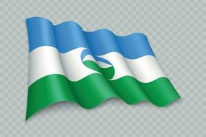 3D Realistic waving Flag of Kabardino-Balkaria is a region of Russia vector