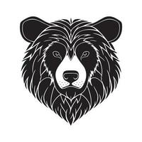 oso cabeza negro y blanco vector icono.