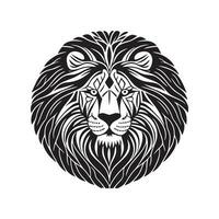 Lion head black and white vector icon.