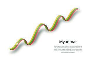 Waving ribbon or banner with flag of Myanmar vector