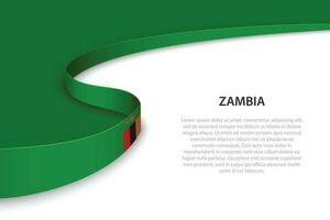 Wave flag of Zambia with copyspace background. vector