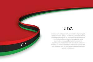 ola bandera de Libia con copyspace antecedentes. vector